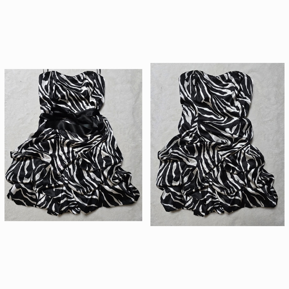 Maddy Paige Dress Size 7/8 Medium M Prom Pageant Cocktail Party Wedding Zebra